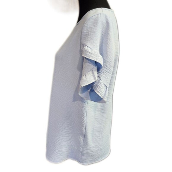 Fashion Light Blue Ruffle Sleeve Blouse, UNC Tarheels, Casual Top, M - Picture 2 of 8